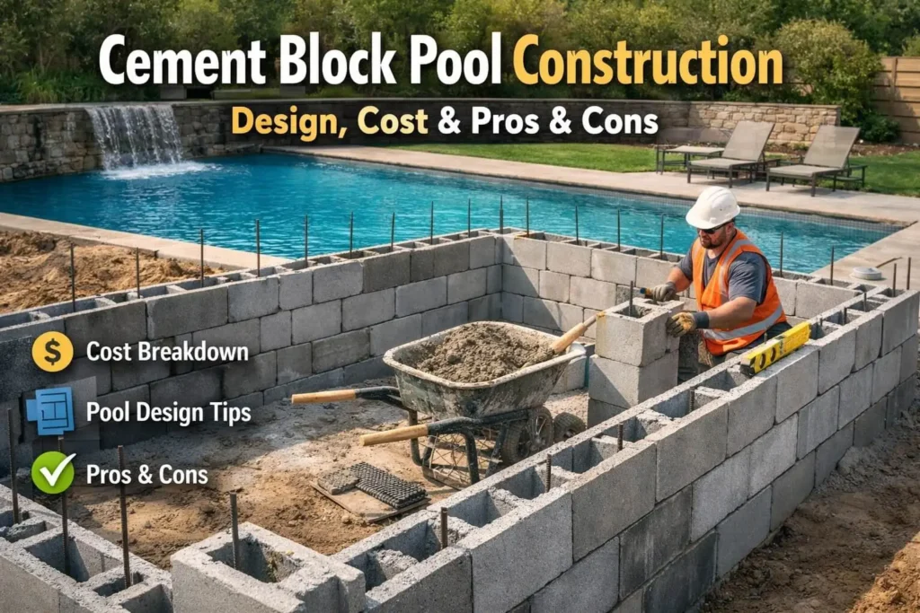 cement block pool construction guide design, cost, and pros & cons
