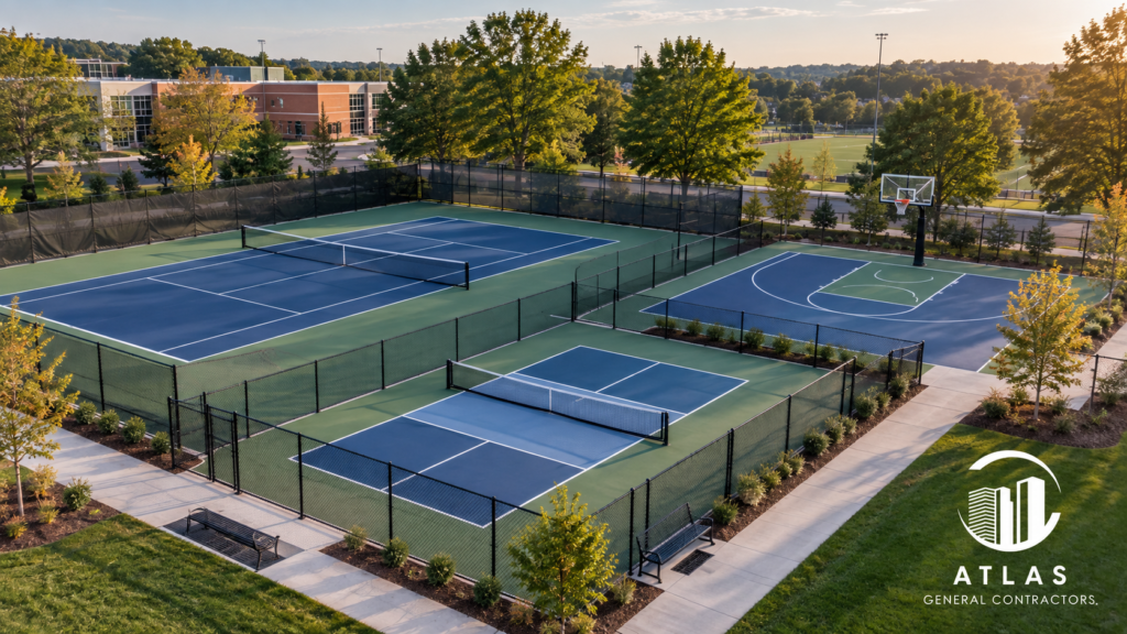 Sports court construction by Atlas General Contractors in Virginia, Maryland and Washington DC