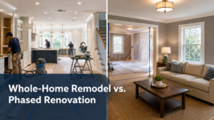 Whole-home remodel vs phased renovation comparison in a Virginia home